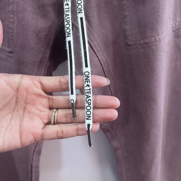 One by One Teaspoon Denim Jogger Pants Size XS Elastic Waist Jeans Cotton Y2K - Picture 4 of 10